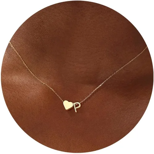Vista 31 de Turandoss Mothers Day Gifts for Mom Wife - Dainty 18K Gold Plated Heart Initial A-Z Pendant Necklace Trendy Jewelry Heart Necklaces Birthday Mothers