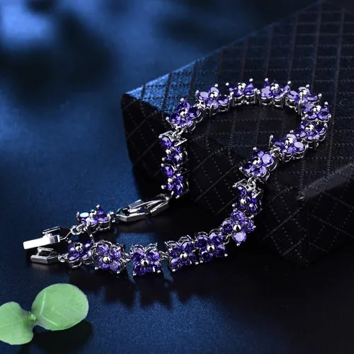 Vista 8 de GULICX - Pulsera de tenis con cristales de Swarovski y cristales redondos chapados en oro