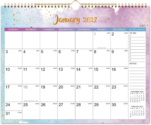 Vista 7 de Calendario 2027 – Calendario de pared 2027 con bolsillo, enero de 2027 a diciembre de 2027, calendarios mensuales de 12 x 12 pulgadas para el hogar