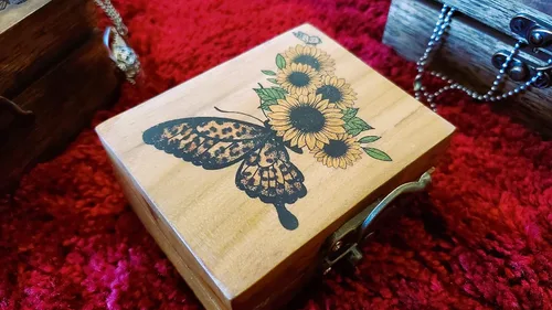 Vista 6 de JB&C Premium Caja de joyería pequeña de girasol y mariposa, caja de recuerdo para niñas, mujeres, idea de regalo, adornos para amantes