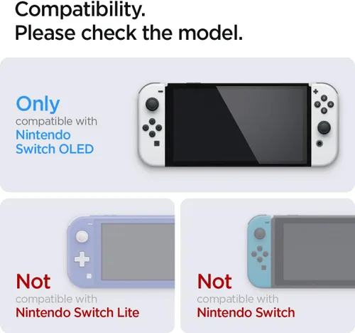 Vista 2 de Spigen Protector de pantalla de vidrio templado GlasTR EZ FIT diseñado para Nintendo Switch (modelo OLED) - Paquete de 2
