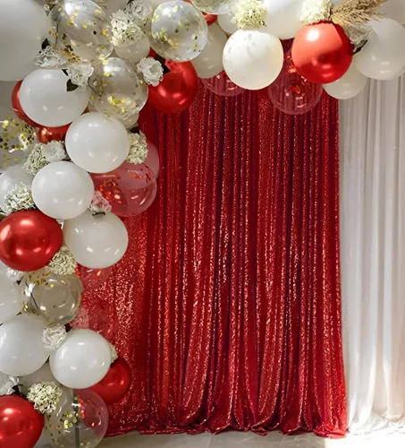 Vista 12 de Cortinas de Fondo de Lentejuelas Negras Cortinas Brillantes con Purpurina 2FTx8FT 2 Paneles para Decoraciones de Bodas Fiestas de Cumpleaños
