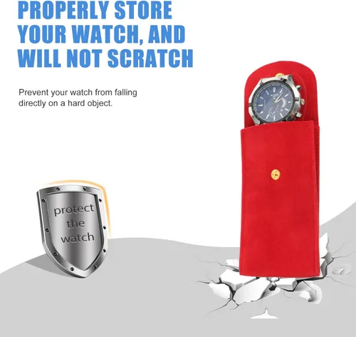 Vista 4 de Bolsa de reloj para viajes, fundas portátiles de viaje para relojes, almacenamiento de bolsas de reloj individuales, soporte de franela para reloj
