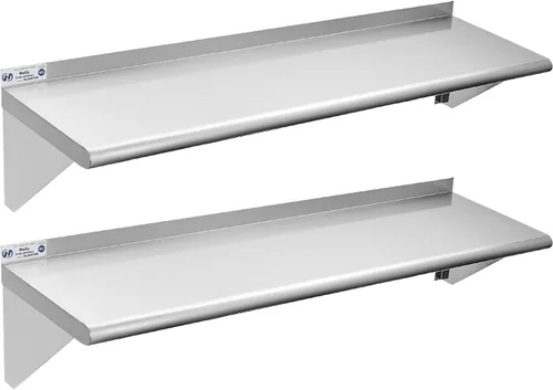 Vista 12 de Hally Estante de acero inoxidable montado en la pared, estante de pared de 10 x 24 pulgadas, NSF resistente, capacidad de 250 libras, estante