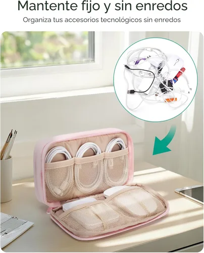 Vista 3 de BAGSMART Electronics Organizer Travel Case for Cords Chargers Phones, Beige