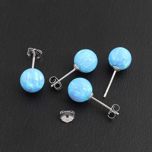 Vista 112 de Natural Stone Stud Earrings for Women 8mm Sterling Silver Genuine Gemstone Earrings Handmade Sterling Silver Crystal Stud Earrings for Women
