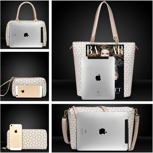 Vista 4 de Juego de 6 bolsos para mujer, de piel sintética, multiusos, clásico, bolsa de hombro