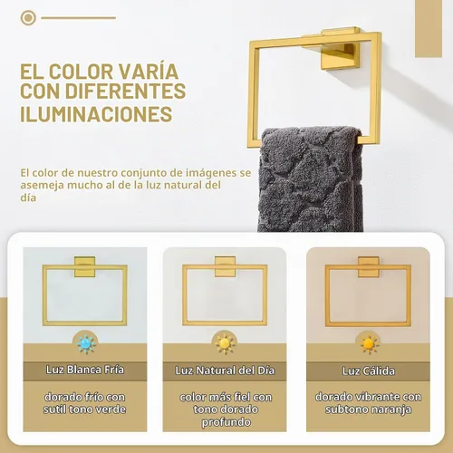 Vista 4 de Angle Simple Toallero de mano dorado oscuro cepillado, anillo de toalla Oro oscuro cepillado