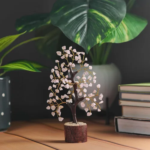 Vista 5 de NARIBABU Árbol de cuarzo rosa, cristales y piedras curativas, árbol de la vida de cristal, decoración de oficina en casa rosa, regalos de cumpleaños