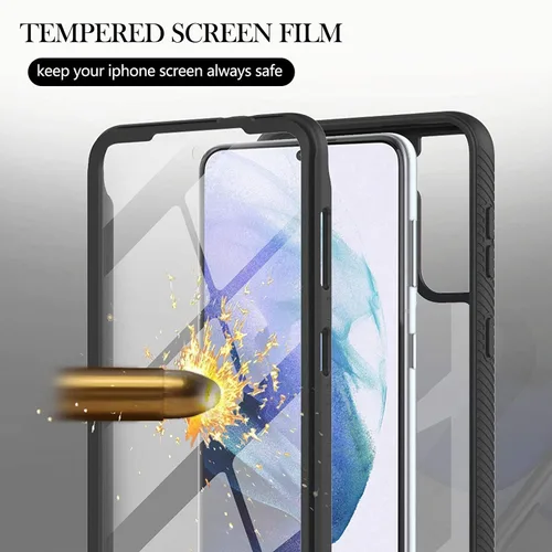 Vista 2 de Funda híbrida de PC+TPU para iPhone 11 Pro de 5.8 pulgadas con protector de pantalla incorporado resistente híbrido de cuerpo completo a prueba