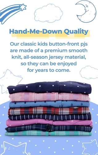 Vista 7 de PajamaGram Pijamas para niños - Pijamas con botones para niños