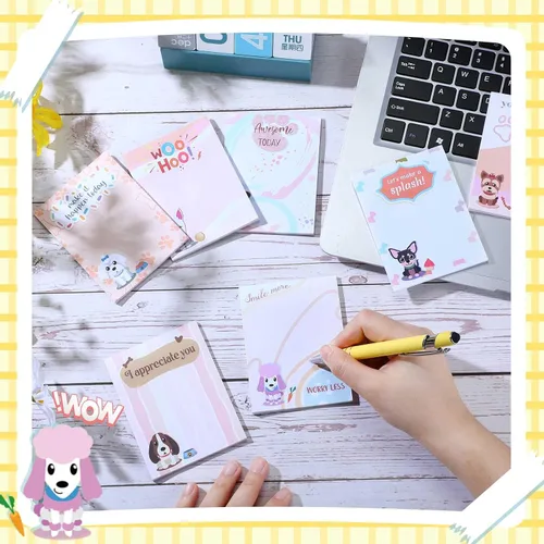 Vista 5 de Sherr Paquete de 12 notas adhesivas para perros de regreso a clases, 4 x 3 pulgadas, divertidos animales inspiradores, blocs de notas adhesivas