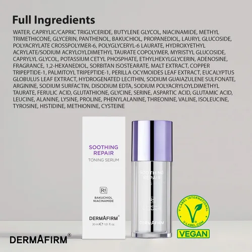 Vista 3 de Reabastecer DERMAFIRM Suero Tonificante Reparador Calmante R4 - Suero Facial Coreano Bakuchiol Retinol Niacinamida y Péptido para Arrugas