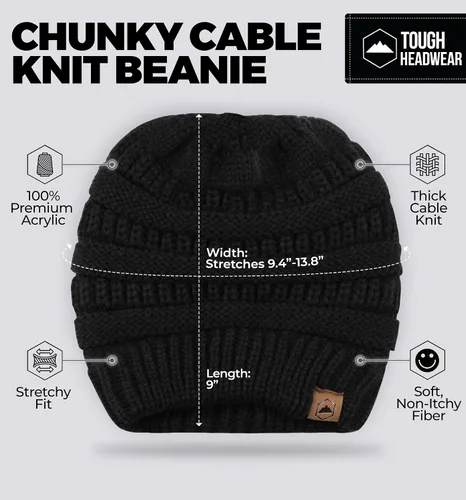 Vista 9 de Gorro de punto para mujer, cálido y suave, elástico, para clima frío de Tough Headwear