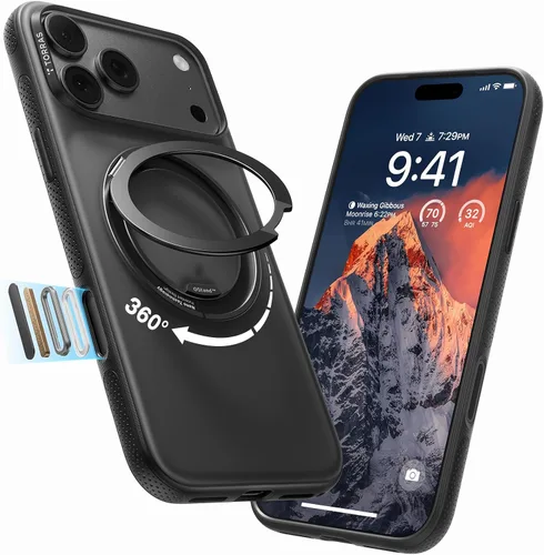 Vista 28 de TORRAS Funda con soporte magnético 360 para iPhone 18 Pro, O3 Fitness Borgoña