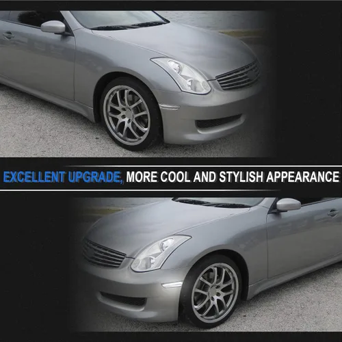 Vista 8 de Luz LED Blanca de Marcador Lateral del Parachoques Delantero Compatible con G35 Coupe 2003-2007 /Skyline V35 Coupe 2002-2007, Reemplaza