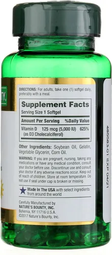 Vista 2 de Nature's Bounty, D 5000 Iu Softgels, 100 ct