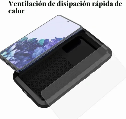 Vista 4 de LOVE MEI Funda militar resistente para Samsung Galaxy S20 FE 5G, con protector de pantalla de vidrio templado, a prueba de golpes, a prueba de Negro