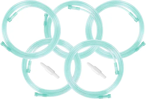 Vista 7 de Paquete de 3 tubos de oxígeno con 2 conectores de tubo de oxígeno, tubos de oxígeno verdes de alta calidad resistentes al aplastamiento que no se