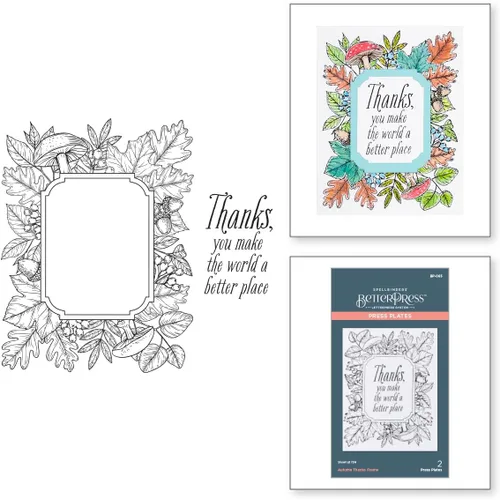 Vista 2 de Spellbinders BP-083 Autumn Thanks Frame Press Plate de The BetterPress Autumn Collection