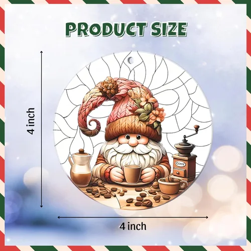 Vista 5 de Adorno de gnomo, acogedora decoración de Navidad para árbol, bonito adorno festivo para los amantes del café, divertido regalo de decoración