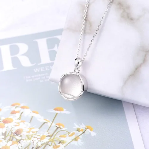 Vista 2 de Collar de cremación de plata de ley 925 para cenizas Collar colgante de urna de cristal transparente para mujer