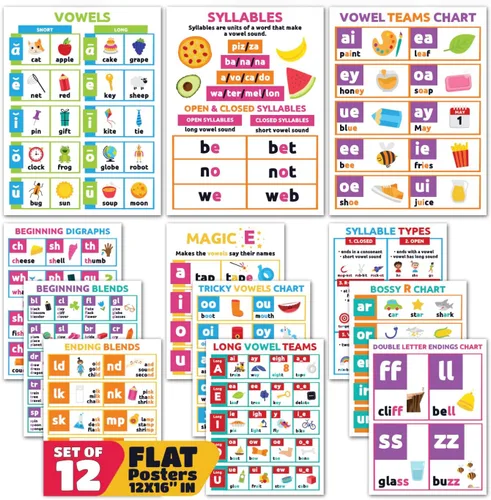 Vista 11 de Sproutbrite Paquete de 9 carteles educativos y gráficos de aprendizaje de 11 x 17 pulgadas para el aula, desarrolla habilidades esenciales