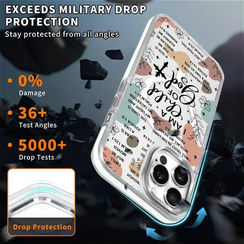 Vista 5 de Funda para iPhone 13/14 [compatible con Magsafe], funda magnética transparente de silicona a prueba de golpes con patrón de versículos de la Biblia