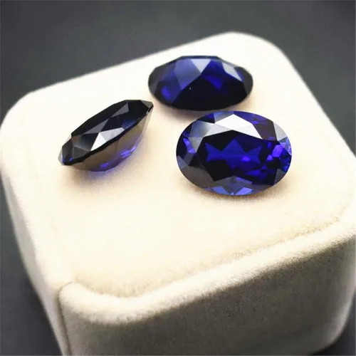 Vista 3 de Sapphire Mohs - Gema de zafiro 9 ovalada facetada con forma de huevo de corte AAA en forma de huevo azul real SP005