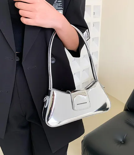Vista 2 de Bolso de noche para mujer, bolso de mano de cuero, bolso de hombro pequeño, bolso de mano brillante, bolso de mano con asa superior 2023