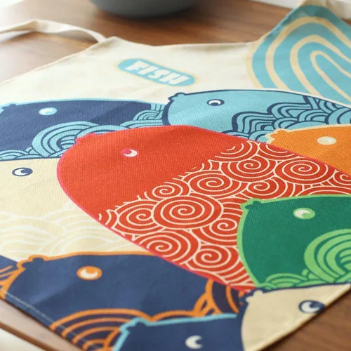 Vista 2 de Phantomon Delantales para mujer de dibujos animados estilo japonés encantador estampado de pescado chef cocina delantales divertidos (adultos)