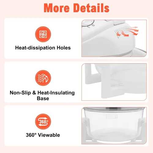 Vista 6 de Turbo - Freidora de aire, 17L, 1400 W, 360°, con anillo de expansión, horno halógeno para cocinas, restaurantes, puestos de comida
