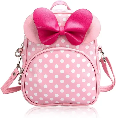 Vista 7 de Voikukka Linda mochila pequeña para niñas pequeñas bolsa cruzada de viaje para niños pequeños Rosado Bolso cruzado de cuero