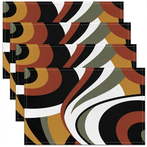 Vista 29 de Modern Circles - Juego de 4 manteles individuales de 12 x 18 pulgadas, patrón geométrico abstracto, decorativo, para niños, adolescentes y adultos
