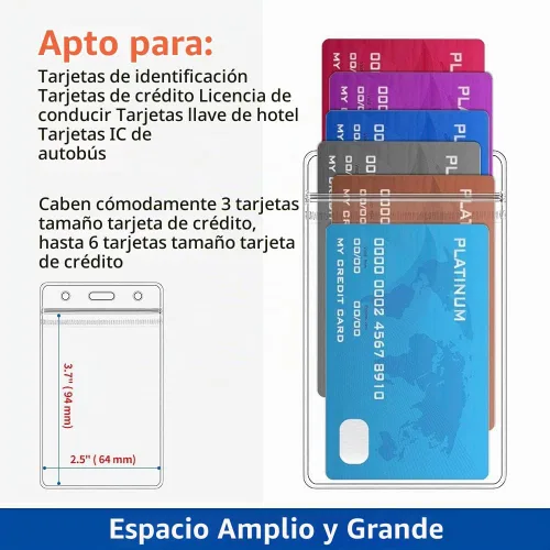 Vista 2 de Portatarjetas de identificación verticales, paquete de 10, funda de plástico transparente para tarjetas de trabajo, cubierta con soporte