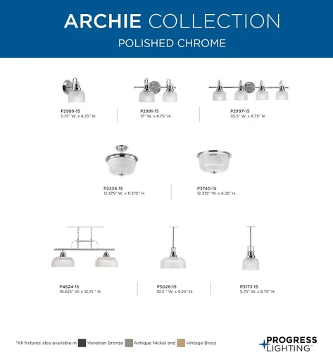 Vista 7 de Progress Lighting P2989-15 Colección Archie Tocador de Baño Costero de Cristal Transparente Prismático Doble, 1 Luz, Cromo Pulido