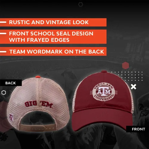 Vista 3 de The Game NCAA Snapback - Parche de malla - Comodidad clásica - Tamaño ajustable - Deja que todos sepan a qué equipo apoyas School seal patch with