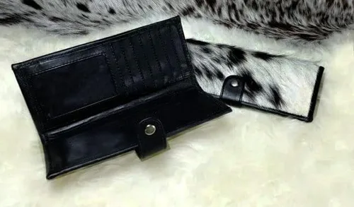 Vista 8 de NGF Cartera de cuero de vaca con cremallera para mujer, bolso de mano de cuero real en cartera, bolso organizador de bolso para mujer