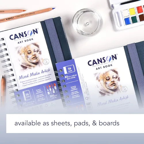 Vista 5 de Canson Artist Series - Papel mixto con encuadernación de alambre, 5.5 x 8.5 pulgadas, 40 hojas (138 libras/7.90 oz), papel de artista para adultos