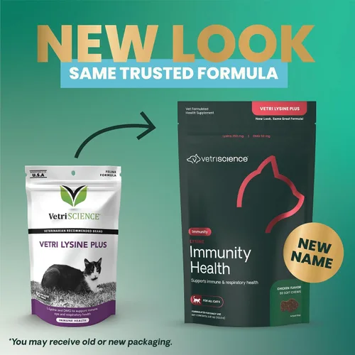 Vista 2 de VetriScience Gomitas de Lisina para la Salud de la Inmunidad, 250 mg de Lisina Plus Suplemento Inmunológico para Gatos y Gatito con Alergias