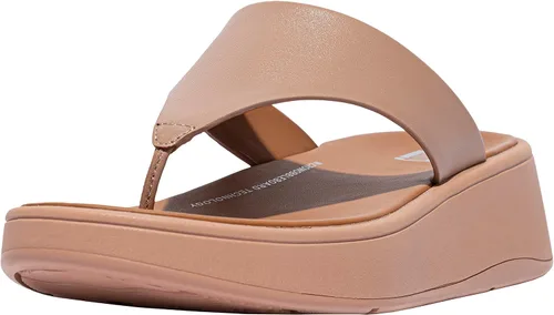 Vista 9 de FitFlop F-Mode Sandalias de cuero con punta plana Crema