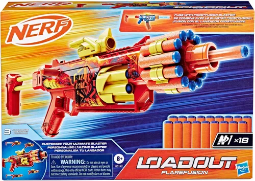 Vista 2 de Nerf Loadout FlareFusion Blaster, 3 accesorios de montaje intercambiables, 18 dardos Nerf N1, juguetes al aire libre para niños, a partir de 8 años