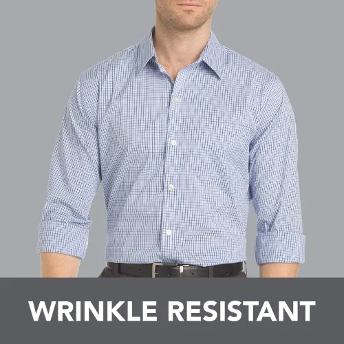 Vista 5 de Van Heusen Camisa de manga larga con botones y sin arrugas para hombre grande y alto