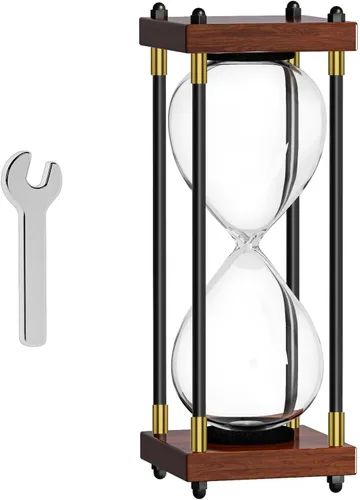 Vista 13 de Reloj de arena de arena de 30 minutos: reloj de arena de madera pequeño, reloj de arena, reloj de arena de oro antiguo 30 minutos, reloj de arena