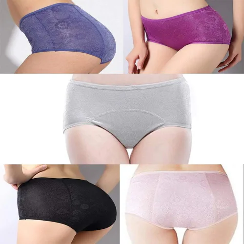 Vista 4 de Calzón para mujer para período menstrual Ropa Interior Protectora para período menstrual de Jacquard de limpieza fácil, L