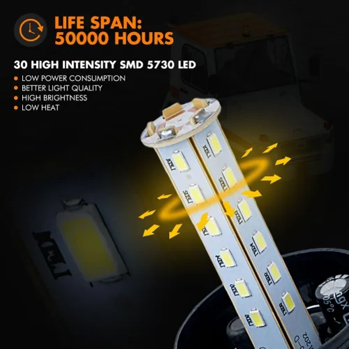 Vista 3 de Luz de emergencia Xprite, luz indicadora, baliza de emergencia intermitente de 30 LED estroboscópica de 15 W, para techo de autobús, camión, auto