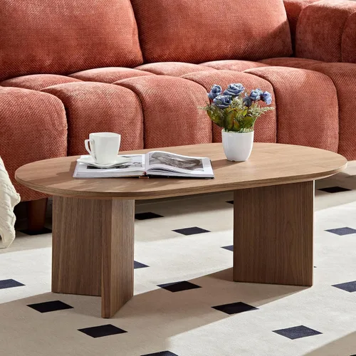 Vista 16 de KEVINSPACE W39.37 Mesa de centro ovalada para sala de estar Casa Moderna Mesa de café con diseño Patas de mesa de centro de madera Mesa de té 39.37