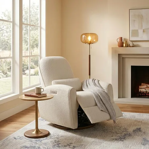 Vista 7 de Watson & Whitely - Sillas reclinables eléctricas giratorias con almohada, color crema