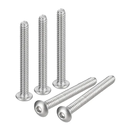 Vista 20 de uxcell #2-56x1 Tornillos con cabeza de botón y muesca hexagonal, 50 unidades de pernos hexagonales de acero inoxidable 304, tornillos allen de rosca
