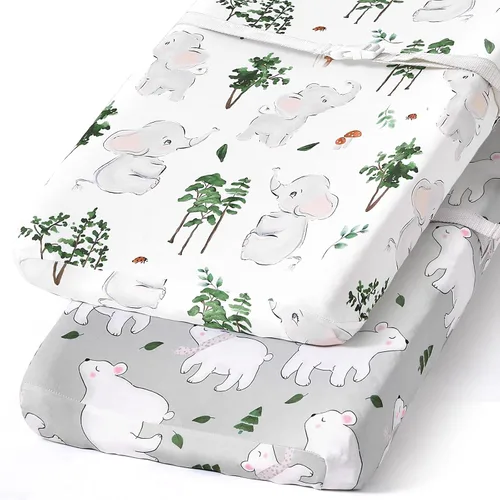 Vista 67 de Pack n Play Sheets BROLEX - Juego de 2 sábanas para cuna, juego de sábanas elásticas y portátiles para cuna, funda de colchón convertible